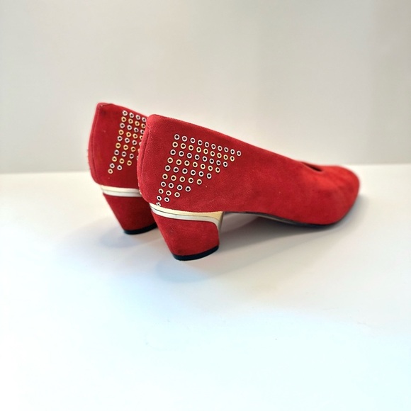Sesto Meucci Red Suede Studded Heel Pumps – Size 8.5M – Made in Italy - Picture 5 of 10